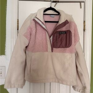 Columbia Kids Cream and Pink Sherpa Pullover Jacket
